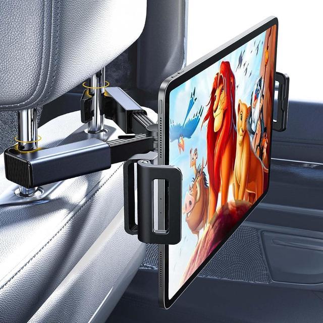 Tablet iPad Holder for Car Mount Headrest-iPad Car Holder Back Seat Travel  Accessories Car Tablet Holder Mount Road Trip Essentials for Kids Adults  Fits All 4.7-12.9 Devices & Headrest Rod 