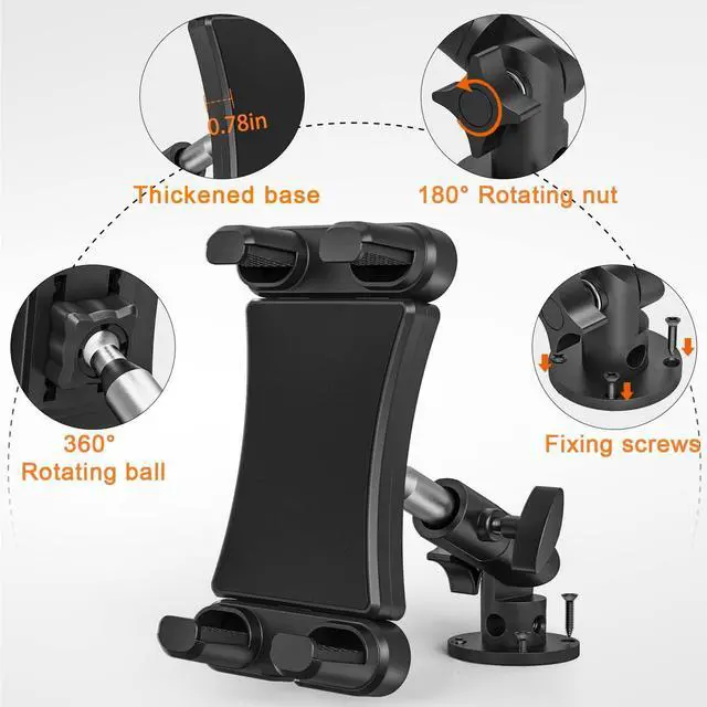 Alt view image 3 of 7 - Drill Base Tablet Holder Heavy Duty Tablet Truck Car Mount for Car Dashboard Truck Vehicle Kitchen Wall Tablet Stand Holder for iPad Pro Air Mini 4.7-13.5 Tablets Smartphones