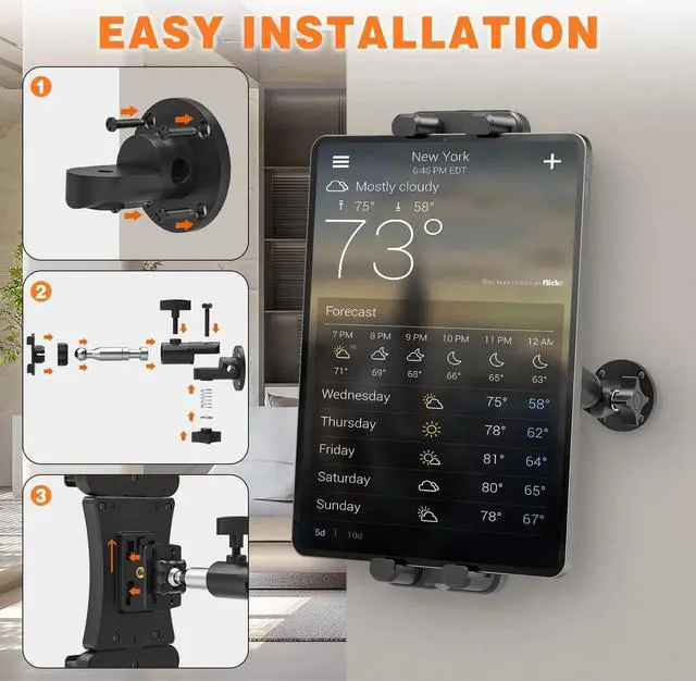 Alt view image 5 of 7 - Drill Base Tablet Holder Heavy Duty Tablet Truck Car Mount for Car Dashboard Truck Vehicle Kitchen Wall Tablet Stand Holder for iPad Pro Air Mini 4.7-13.5 Tablets Smartphones