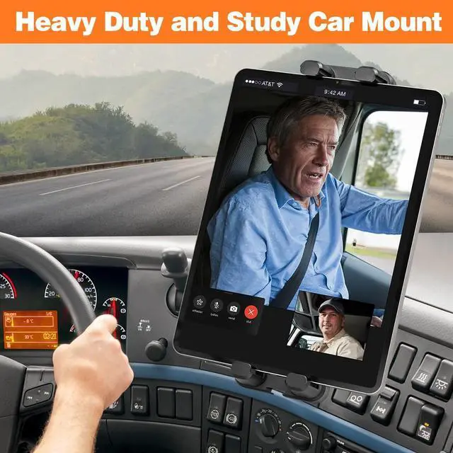Alt view image 6 of 7 - Drill Base Tablet Holder Heavy Duty Tablet Truck Car Mount for Car Dashboard Truck Vehicle Kitchen Wall Tablet Stand Holder for iPad Pro Air Mini 4.7-13.5 Tablets Smartphones