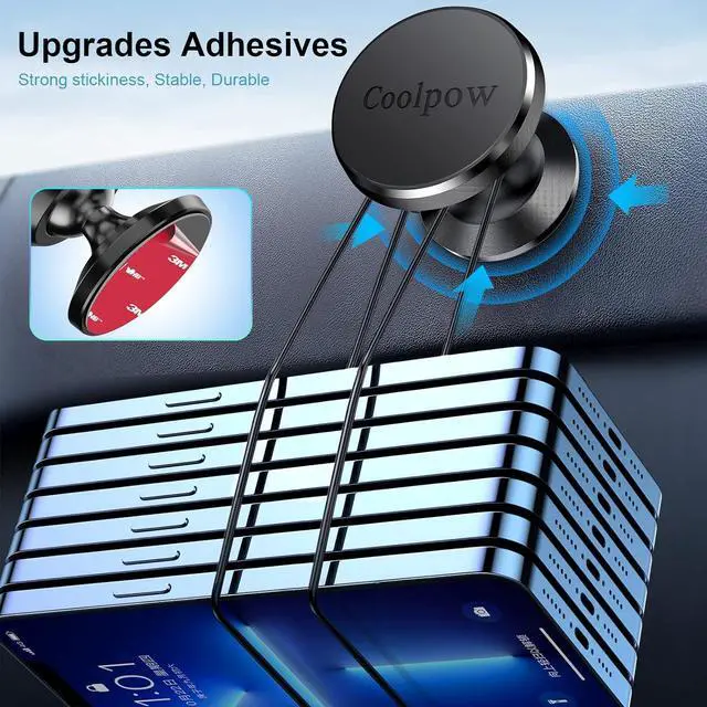 Alt view image 2 of 6 - Coolpow 2-Pack Magnetic Phone Holder for Car Phone Holder MountStrong Magnet Phone Mount for Car Mount for iPhone Magnetic Car Phone Holder4 Plate Cell Phone Holders for Your Car Accessories