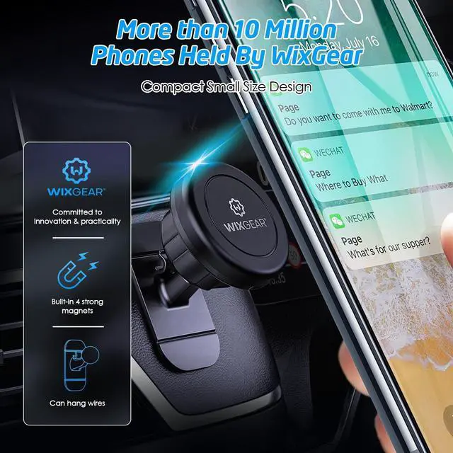 Alt view image 4 of 7 - WixGear Magnetic Car Mount [2-Pack] - Universal Stick-On Dashboard Magnetic Phone Holder for Car, Strong Magnet Mount for Cell Phones & Mini Tablets with Swift-Snap Technology