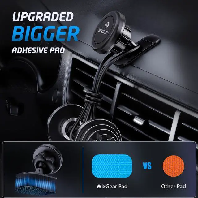 Alt view image 7 of 7 - WixGear Magnetic Car Mount [2-Pack] - Universal Stick-On Dashboard Magnetic Phone Holder for Car, Strong Magnet Mount for Cell Phones & Mini Tablets with Swift-Snap Technology