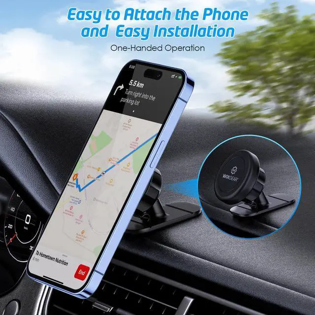 Alt view image 2 of 7 - WixGear Magnetic Car Mount [2-Pack] - Universal Stick-On Dashboard Magnetic Phone Holder for Car, Strong Magnet Mount for Cell Phones & Mini Tablets with Swift-Snap Technology