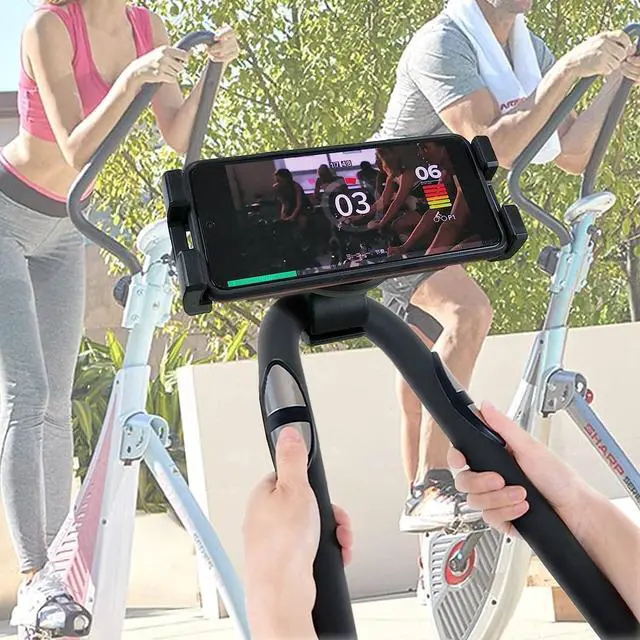 Alt view image 6 of 7 - Timewall Tablet Phone Mount with Clamp, Universal iPad iPhone Holder Stand for Spin Bike, Stationary Exercise Bicycle, Treadmill, Elliptical, Mic Stand, Boat, Handlebar, Fits 5-12.9" Tab Phone