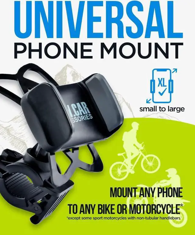 Alt view image 2 of 7 - Bike & Motorcycle Cell Phone Mount - for iPhone 6 (5, 6s Plus), Samsung Galaxy Note or Any Smartphone & GPS - Universal Mountain & Road Bicycle Handlebar Cradle Holder. +100 to Safeness & Comfort