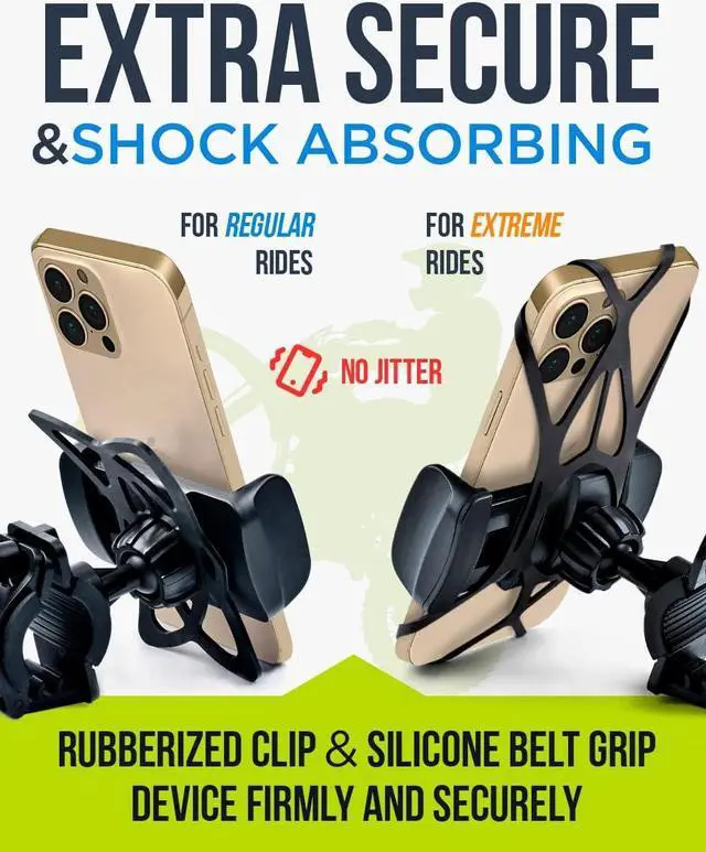 Alt view image 3 of 7 - Bike & Motorcycle Cell Phone Mount - for iPhone 6 (5, 6s Plus), Samsung Galaxy Note or Any Smartphone & GPS - Universal Mountain & Road Bicycle Handlebar Cradle Holder. +100 to Safeness & Comfort