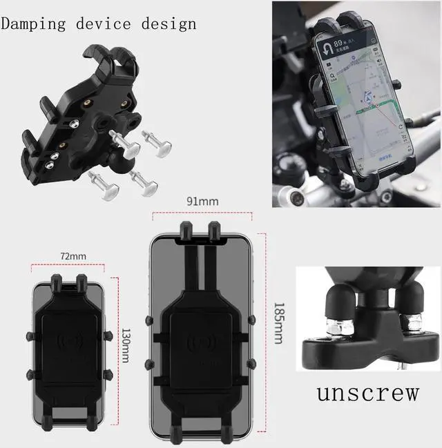 Alt view image 5 of 6 - Phone Holder for Motorcycle Aluminum Alloy Material Sturdy and Base 360°Rotating Suitable Shock Absorption for All Phones Motorcycle Handlebar Phone Mount Motorcycle Mobile Phone Bracket
