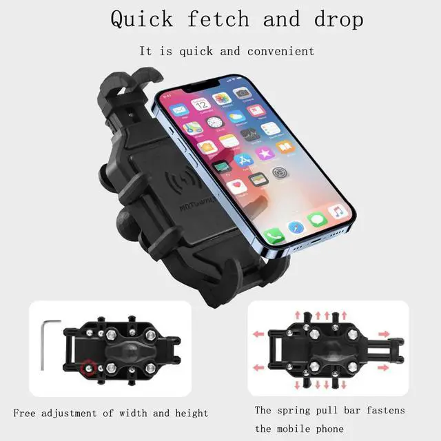 Alt view image 4 of 6 - Phone Holder for Motorcycle Aluminum Alloy Material Sturdy and Base 360°Rotating Suitable Shock Absorption for All Phones Motorcycle Handlebar Phone Mount Motorcycle Mobile Phone Bracket