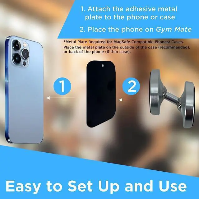 Alt view image 4 of 6 - Gym Mate Dual Magnetic Phone Mount & Holder. Attaches magnetically to Metal Surface. Shoot Hands-Free Videos While Working Out. Strong Joints and Magnets. Compact Size.