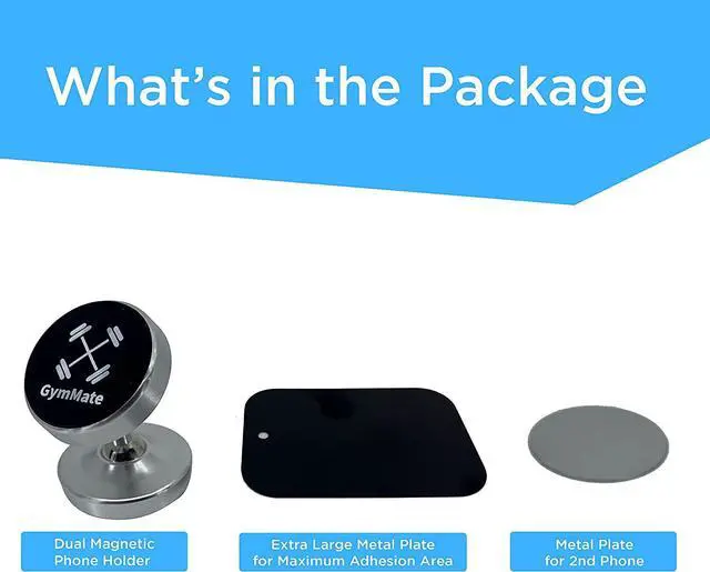 Alt view image 6 of 6 - Gym Mate Dual Magnetic Phone Mount & Holder. Attaches magnetically to Metal Surface. Shoot Hands-Free Videos While Working Out. Strong Joints and Magnets. Compact Size.