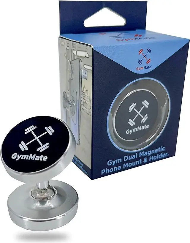 Alt view image 5 of 6 - Gym Mate Dual Magnetic Phone Mount & Holder. Attaches magnetically to Metal Surface. Shoot Hands-Free Videos While Working Out. Strong Joints and Magnets. Compact Size.