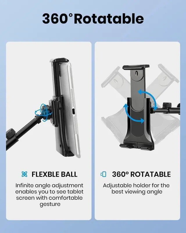 Alt view image 2 of 7 - Tablet Holder for Mic Stand Adjustable Microphone Music Stand Phone Holder Mount Compatible with iPad iPhone Android All 4.7 to 11-inch Tablets & Smartphones Mmsph-1