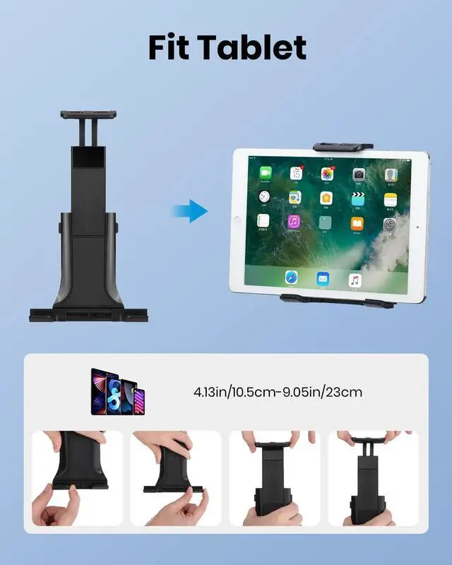 Alt view image 4 of 7 - Tablet Holder for Mic Stand Adjustable Microphone Music Stand Phone Holder Mount Compatible with iPad iPhone Android All 4.7 to 11-inch Tablets & Smartphones Mmsph-1