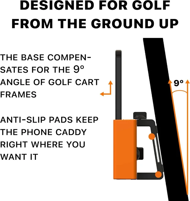 Alt view image 7 of 7 - Phone Caddy and Cigar Holder - Adjustable Cart Mount With Secure Clip - Hands-Free GPS & App Access - Fits All Phones (Black)