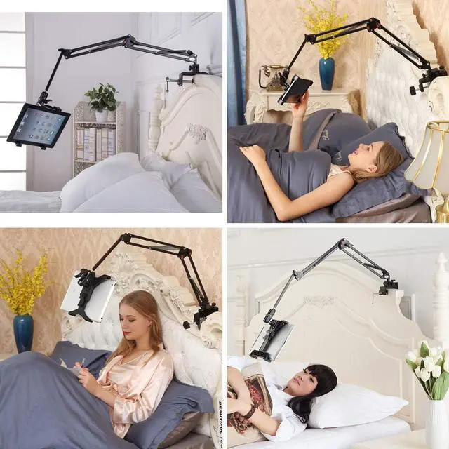 Alt view image 2 of 5 - Foldable Phone Tablet Mount Holder  Aluminum Universal Flexible Tablet Bracket Mount Holder Adjustable and Compatible with 4-13 Inches Smartphones Tablets iPad/iPad Air/iPad Pro/Nintendo Switch