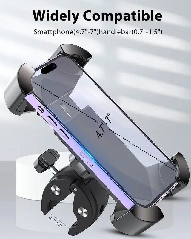 Alt view image 6 of 7 - ORIbox Bike Phone Mount, Motorcycle Handlebar Mount, 360° Rotation Silicone Bicycle Phone Holder,Compatible with All Phone, Solid Black