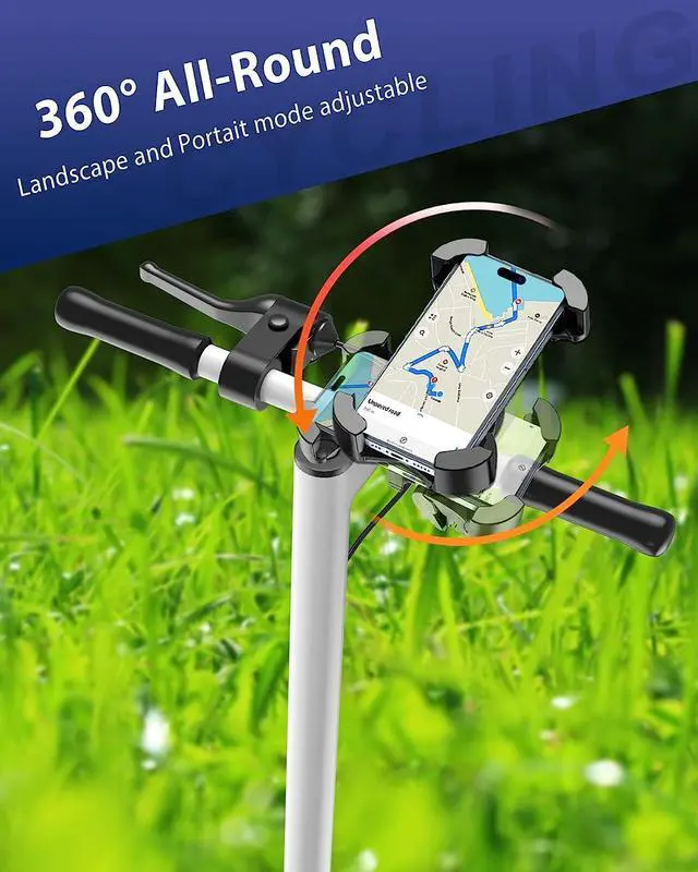 Alt view image 7 of 7 - ORIbox Bike Phone Mount, Motorcycle Handlebar Mount, 360° Rotation Silicone Bicycle Phone Holder,Compatible with All Phone, Solid Black