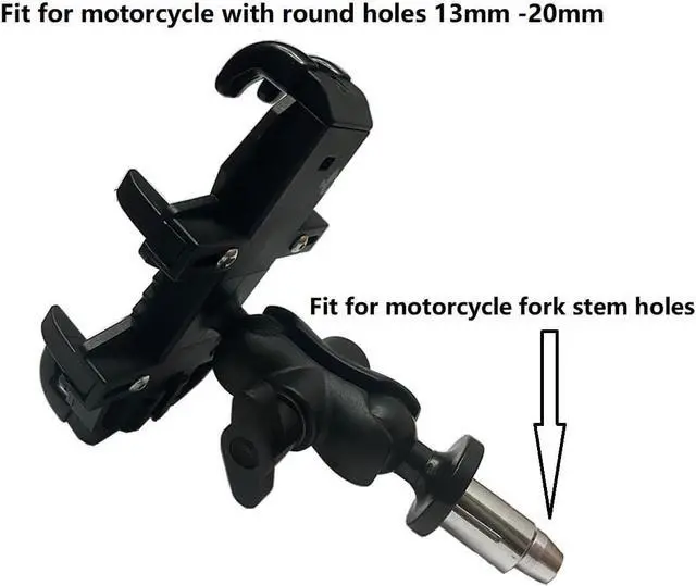 Alt view image 2 of 6 - FUKWUNTO Motorcycle Phone Holder Motorbike Mirror Seat Phone Mount fit for Fork Stem Holes 13mm- 19mm Phone Mount (Style A)