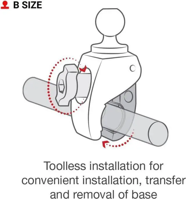 Alt view image 2 of 7 - RAM MOUNTS Tough-Claw Small Clamp Mount Base B Size 1" Ball, Fits 0.625"-1.14" Rails (RAP-B-400U)