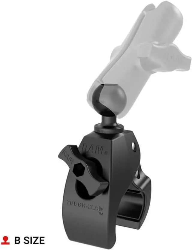 Alt view image 6 of 7 - RAM MOUNTS Tough-Claw Small Clamp Mount Base B Size 1" Ball, Fits 0.625"-1.14" Rails (RAP-B-400U)