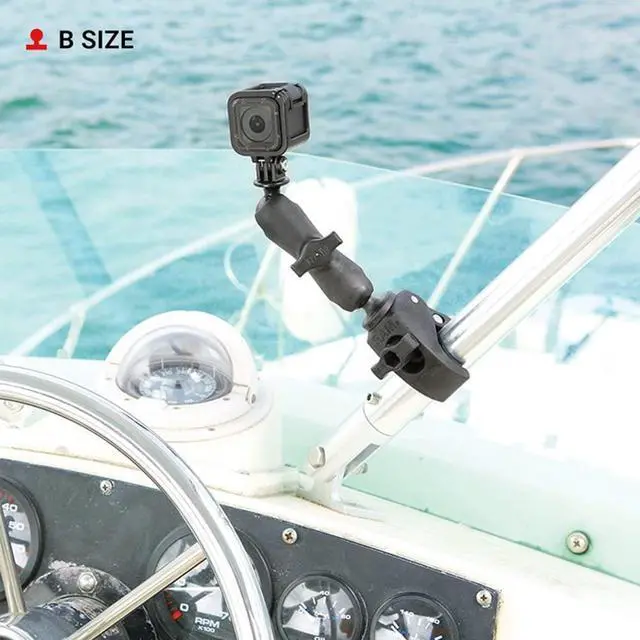 Alt view image 7 of 7 - RAM MOUNTS Tough-Claw Small Clamp Mount Base B Size 1" Ball, Fits 0.625"-1.14" Rails (RAP-B-400U)