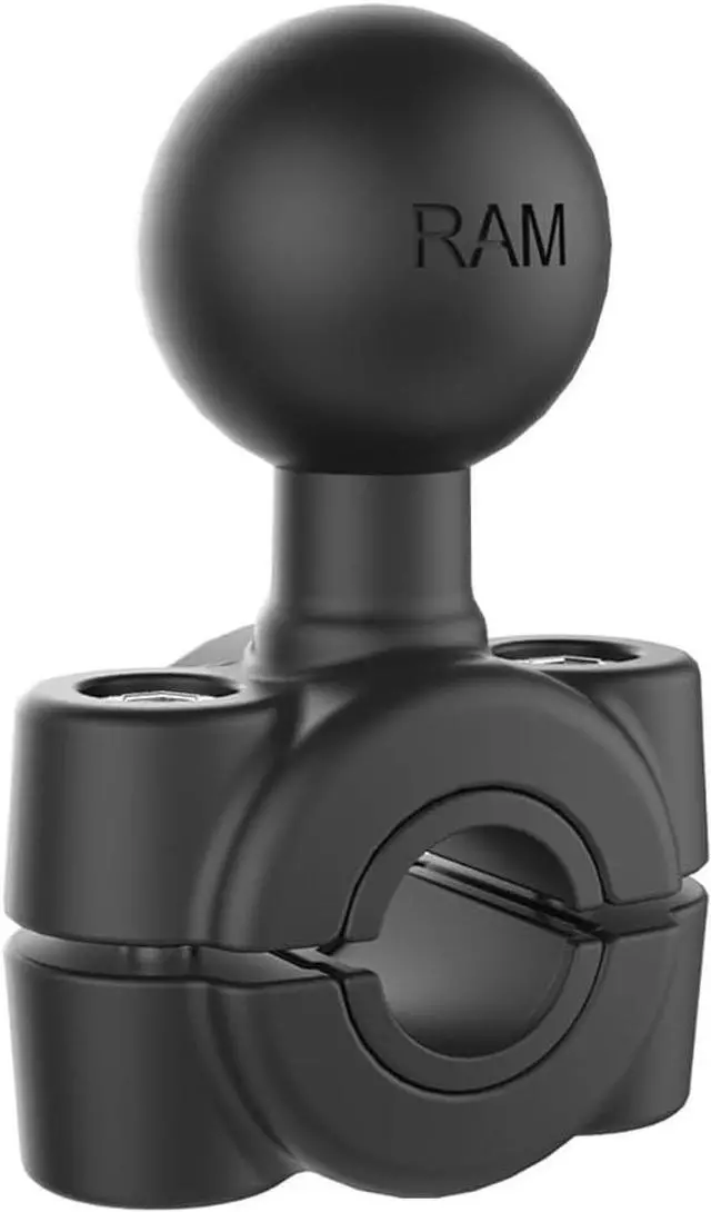 Main image of RAM Mounts Torque Handlebar Mount Base with B Size 1" Ball, Fits 3/8"-5/8" Bars, Clamp Rail Mount for Motorcycle, Bike & Small Rails RAM-B-408-37-62U