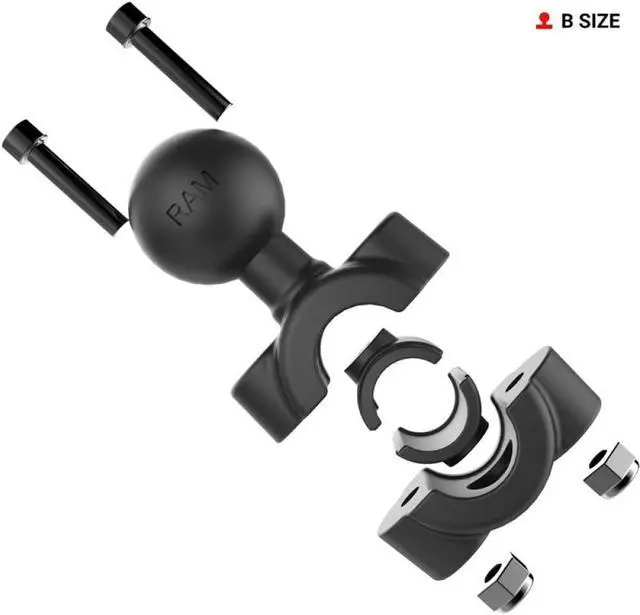 Alt view image 2 of 7 - RAM Mounts Torque Handlebar Mount Base with B Size 1" Ball, Fits 3/8"-5/8" Bars, Clamp Rail Mount for Motorcycle, Bike & Small Rails RAM-B-408-37-62U