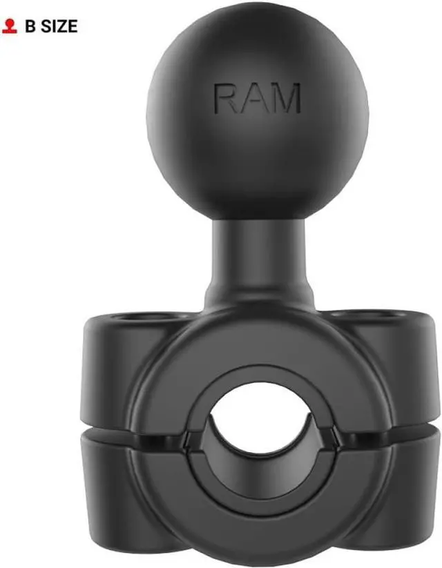 Alt view image 3 of 7 - RAM Mounts Torque Handlebar Mount Base with B Size 1" Ball, Fits 3/8"-5/8" Bars, Clamp Rail Mount for Motorcycle, Bike & Small Rails RAM-B-408-37-62U