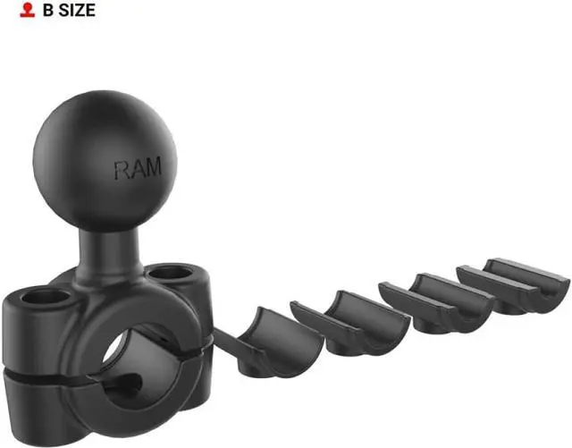 Alt view image 4 of 7 - RAM Mounts Torque Handlebar Mount Base with B Size 1" Ball, Fits 3/8"-5/8" Bars, Clamp Rail Mount for Motorcycle, Bike & Small Rails RAM-B-408-37-62U