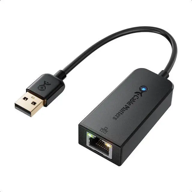 Main image of Cable Matters Plug & Play USB to Ethernet Adapter with PXE, MAC Address Clone Support (Ethernet to USB 2.0 Adapter, Ethernet Adapter for Laptop) Supporting 10/100 Mbps Ethernet Network, Black