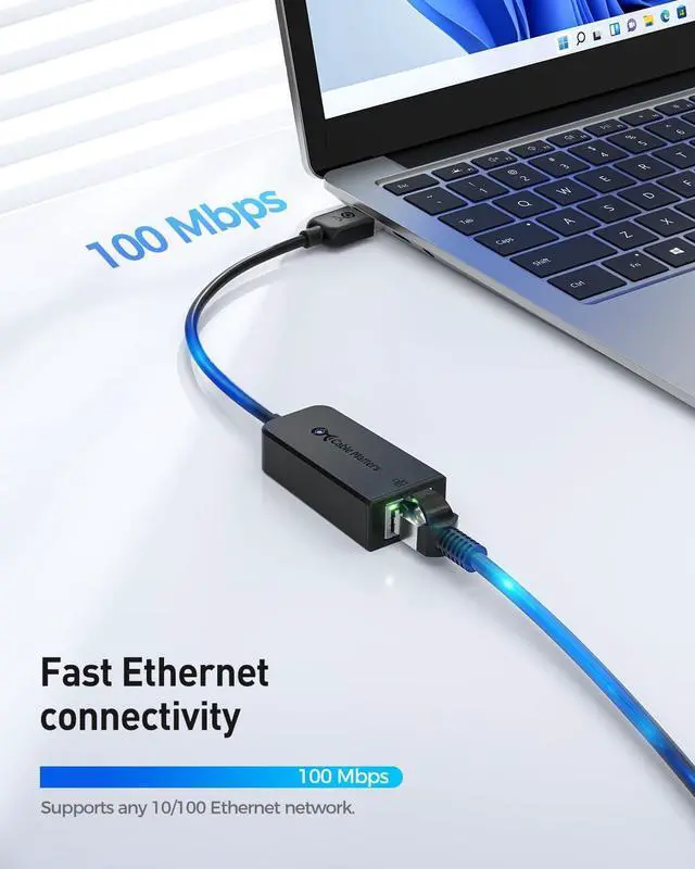 Alt view image 2 of 6 - Plug & Play USB to Ethernet Adapter with PXE MAC Address Clone Support (Ethernet to USB 2.0 Adapter Ethernet Adapter for Laptop) Supporting 10/100 Mbps Ethernet Network