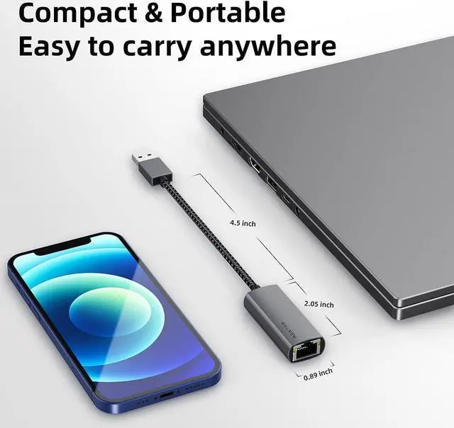 Alt view image 5 of 7 - USB 3.0 Ethernet Adapter 1000Mbps Gigabit USB LAN Network Adapter USBA Male to RJ45 Female Cable Converter for Mac MacBook Pro/Air Surface Pro/Book/Go/Laptop Chromebook Dell XPS 15 13