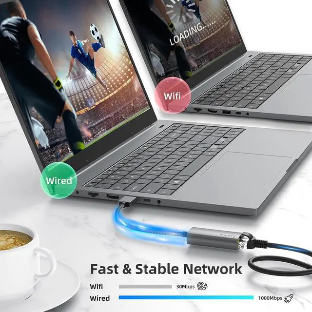 Alt view image 2 of 7 - USB 3.0 Ethernet Adapter 1000Mbps Gigabit USB LAN Network Adapter USBA Male to RJ45 Female Cable Converter for Mac MacBook Pro/Air Surface Pro/Book/Go/Laptop Chromebook Dell XPS 15 13