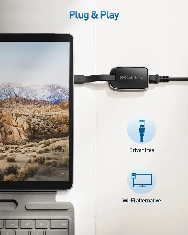 Alt view image 6 of 7 - Cable Matters Portable USB C to Ethernet Adapter Gigabit, Foldable Ethernet to USB C, Thunderbolt to Ethernet Adapter - Thunderbolt 4, USB4 Compatible for MacBook Pro, iPhone 15, 15 Pro, iPad Pro, XPS