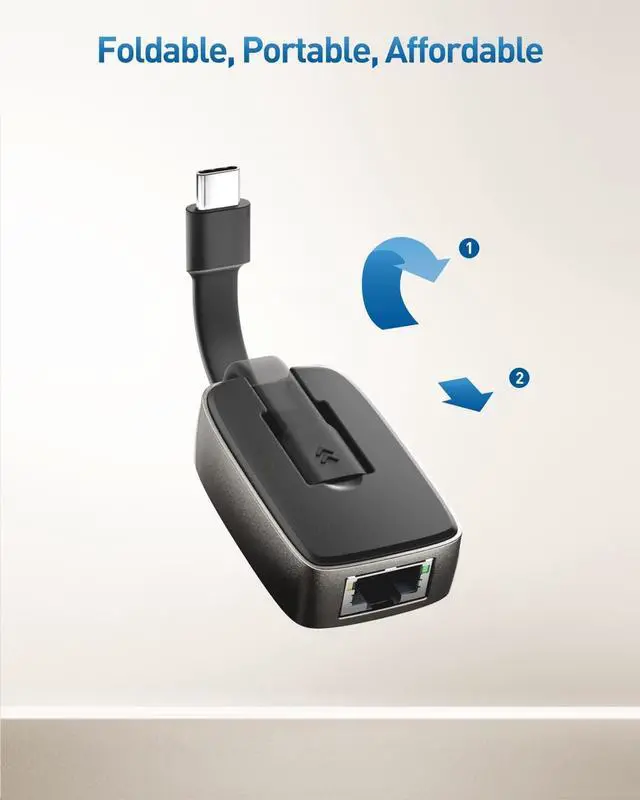 Alt view image 3 of 7 - Cable Matters Portable USB C to Ethernet Adapter Gigabit, Foldable Ethernet to USB C, Thunderbolt to Ethernet Adapter - Thunderbolt 4, USB4 Compatible for MacBook Pro, iPhone 15, 15 Pro, iPad Pro, XPS