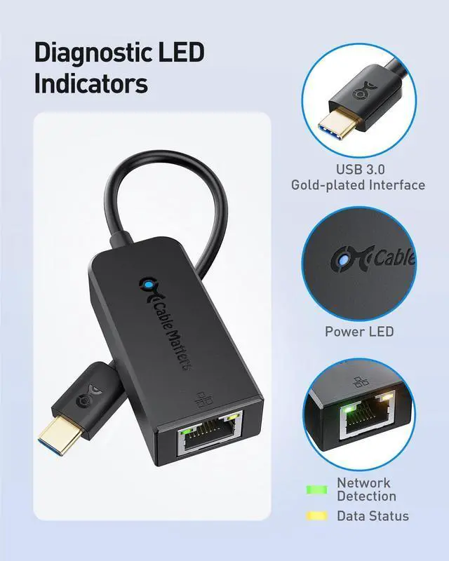 Alt view image 5 of 7 - Cable Matters Plug & Play USB C to Ethernet Adapter with PXE, MAC Address Clone (Thunderbolt to Ethernet Adapter, Gigabit Ethernet to USB C) in Black - Compatible with MacBook Pro, XPS, Surface Pro