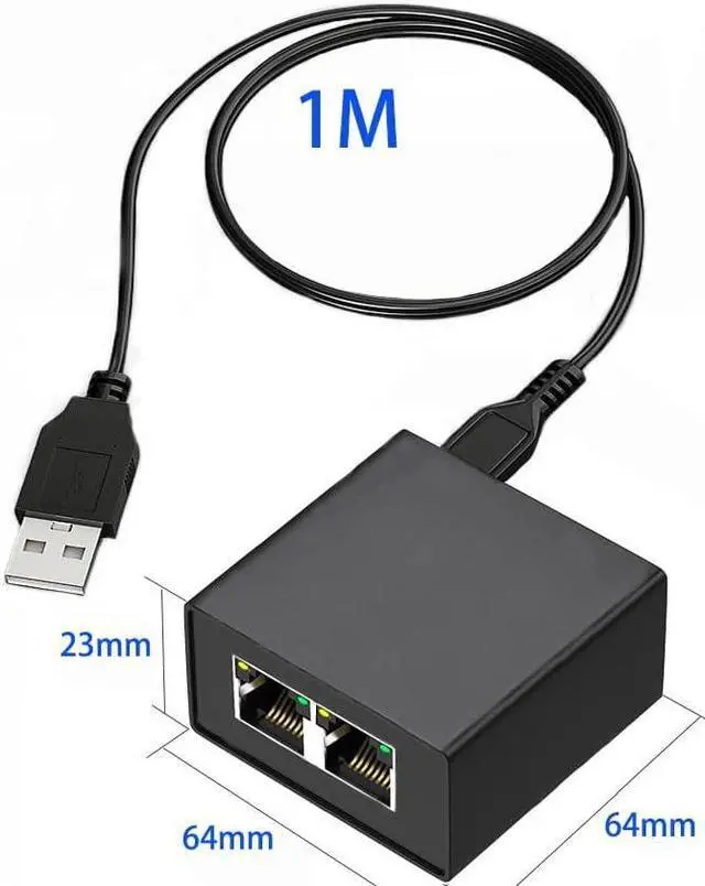 Alt view image 3 of 6 - RJ45 Network Splitter Adapter,1 to 2 Dual Female USB to RJ45 Port LAN Interface Ethernet Socket Connector 8P8C Extender Plug Go Online Simultaneously for Cat5/ 5e / 6/7 Cable