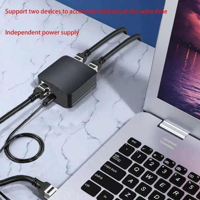 Alt view image 2 of 6 - RJ45 Network Splitter Adapter,1 to 2 Dual Female USB to RJ45 Port LAN Interface Ethernet Socket Connector 8P8C Extender Plug Go Online Simultaneously for Cat5/ 5e / 6/7 Cable