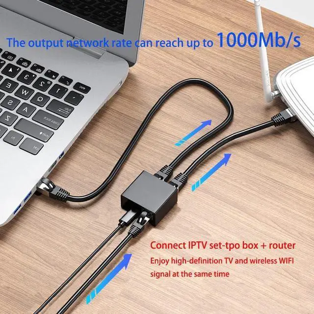 Alt view image 5 of 6 - RJ45 Network Splitter Adapter,1 to 2 Dual Female USB to RJ45 Port LAN Interface Ethernet Socket Connector 8P8C Extender Plug Go Online Simultaneously for Cat5/ 5e / 6/7 Cable