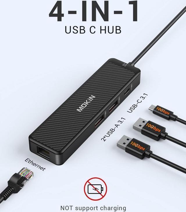 MOKiN USB C to Ethernet Adapter for Laptop, 10Gbps USB C Hub with