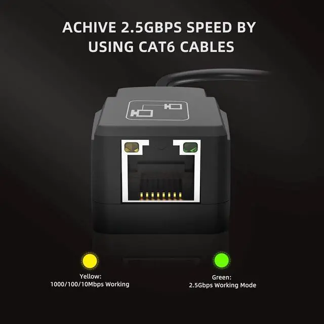 Alt view image 5 of 7 - 2.5GbE USB C to Ethernet Adapter NBASE-T NIC - USB 3.0 Type C 2.5/1 Gigabit/100 Mbps Multi Speed Network/USB 3.1 Laptop to RJ45/LAN