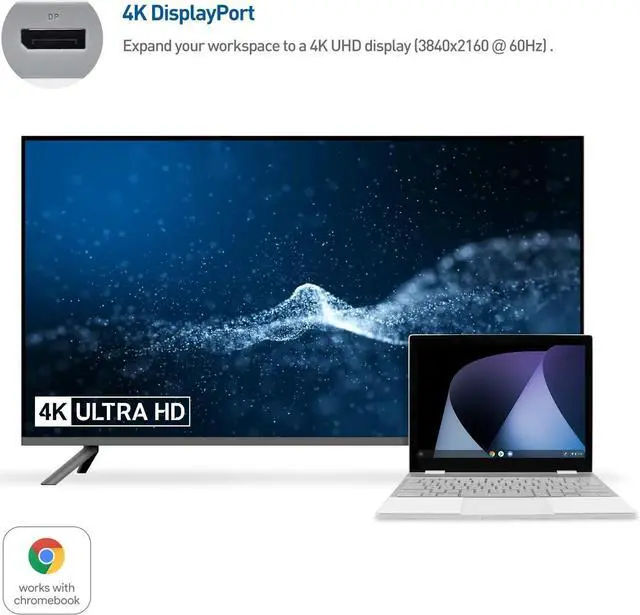 Alt view image 3 of 7 - [Works with Chromebook Certified] Cable Matters USB C Hub Multiport Adapter with 4K DisplayPort, 2X USB 2.0, 100Mbps Fast Ethernet, and 60W PD
