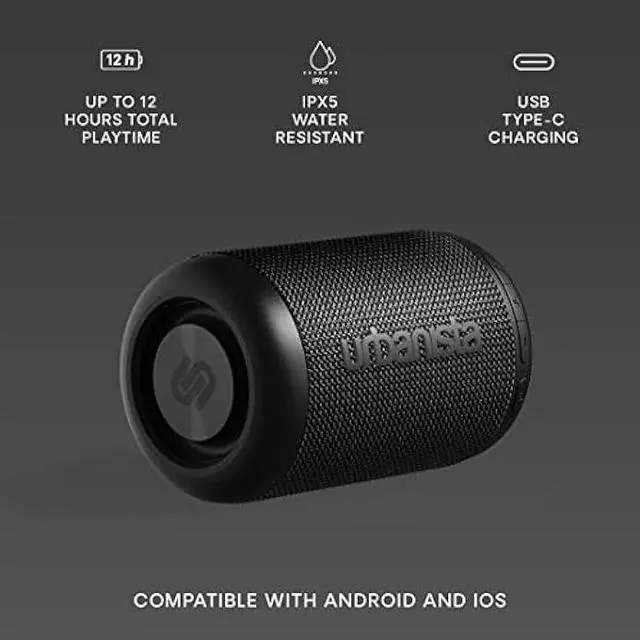 Alt view image 4 of 6 - Urbanista Wireless Bluetooth Speaker, Portable Speaker Water Resistant IPX5, 12H Playtime, Button Control, Bluetooth 5.2 Dual Pairing, Loud Speaker Stereo Sound, Outdoor Speakers, Memphis, Black