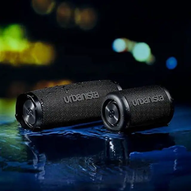 Alt view image 6 of 6 - Urbanista Wireless Bluetooth Speaker, Portable Speaker Water Resistant IPX5, 12H Playtime, Button Control, Bluetooth 5.2 Dual Pairing, Loud Speaker Stereo Sound, Outdoor Speakers, Memphis, Black