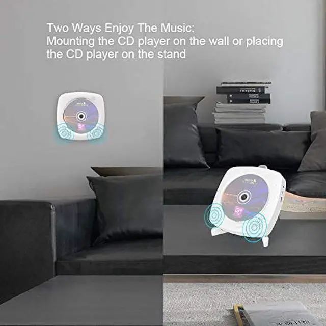 Alt view image 3 of 7 - CD Player, Bluetooth HiFi Speaker, USB Flash Player, AUX line-in Audio Boombox, FM Radio, Portable, Wall Mountable and Desk Stand, with Remote Control