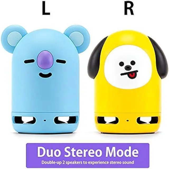 Alt view image 6 of 7 - BT21 Official BTS Friends Duo Bluetooth Stereo Portable Speaker & Figure Set for Home, Outdoors, Travel (Speaker KOYA + Figure RJ)