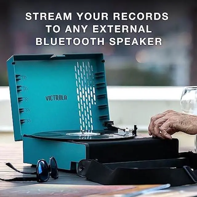 Alt view image 4 of 5 - Victrola Revolution GO 3-Speed Bluetooth Portable Record Player with Built-in Speakers | Black VSC-750SB-BLK