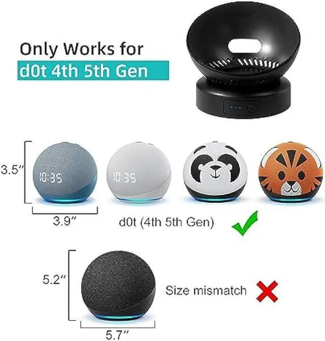 Alt view image 2 of 6 - Battery Base for D0/t 4th & 5th Generation Portable D0/t 5TH Gen and Google Nest WiFi Battery Base Stand, Not Including The Speaker (Black)