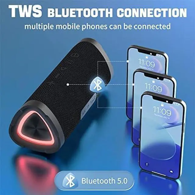Alt view image 2 of 7 - Vanzon Bluetooth Speakers V40 Portable Wireless Speaker V5.0 with 24W Loud Stereo Sound, TWS, 24H Playtime & IPX7 Waterproof, Suitable for Travel, Home and Outdoors-Black
